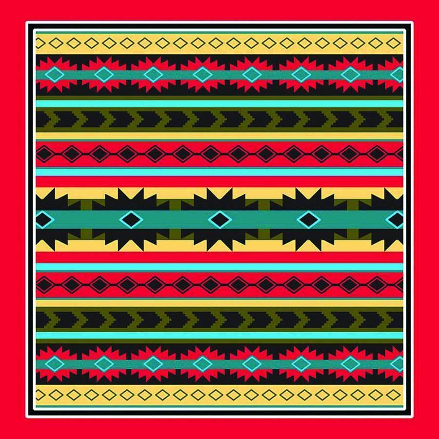 Desert Jewel Bandanna Assortment 4-Pack - Made In The USA colorful patterned bandanna featuring red, blue, and green designs.