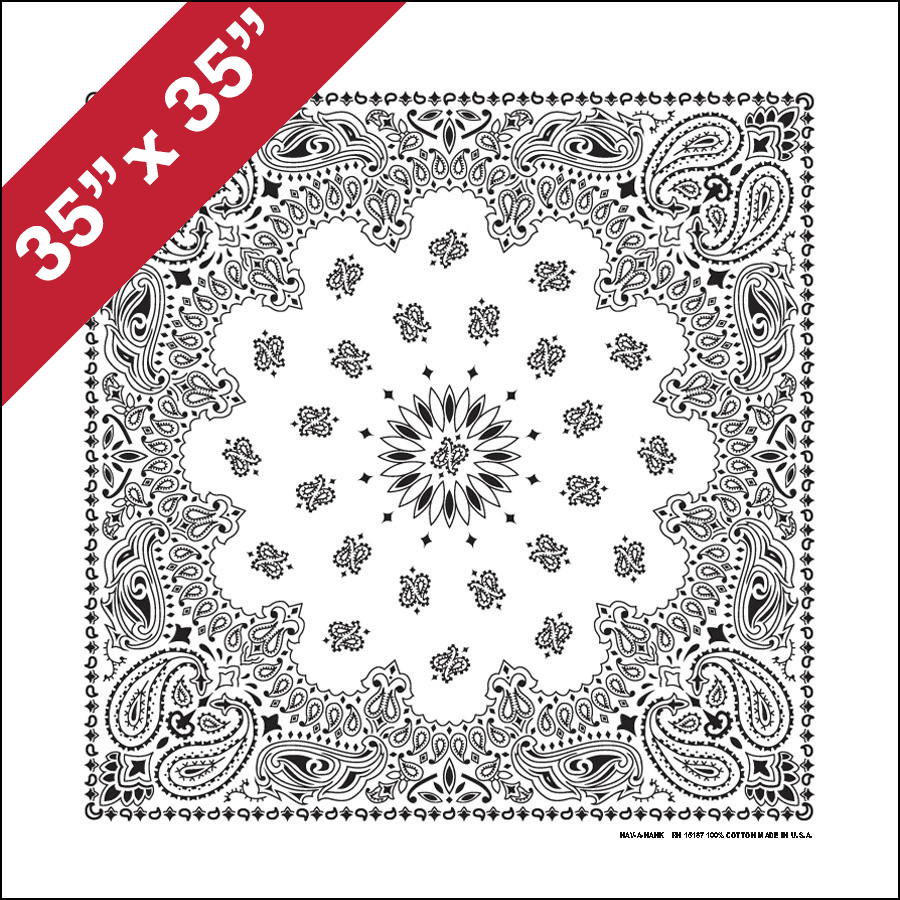 white 35" paisley grande bandanna bandana