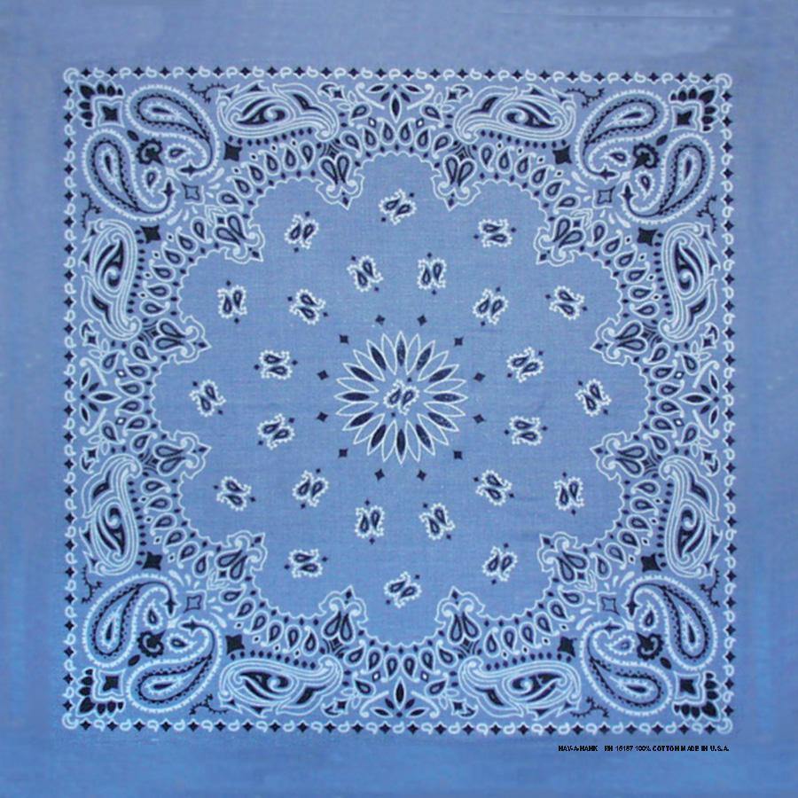 4-Pack USA Made Paisley Bandanna - CHAMBRAY BLUE featuring a traditional paisley print design