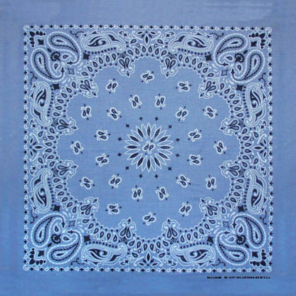 4-Pack USA Made Paisley Bandanna - CHAMBRAY BLUE featuring a traditional paisley print design
