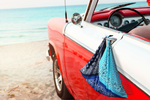Bag hanging on car door - Surf Paisley - The Bandanna Store