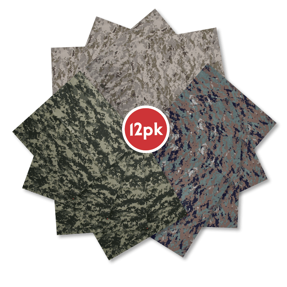 CAMOUFLAGE DIGI 12 PACK - 100% COTTON - MADE IN THE USA BAND