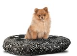SMALL DOG ON BLACK PAISLEY PET BED